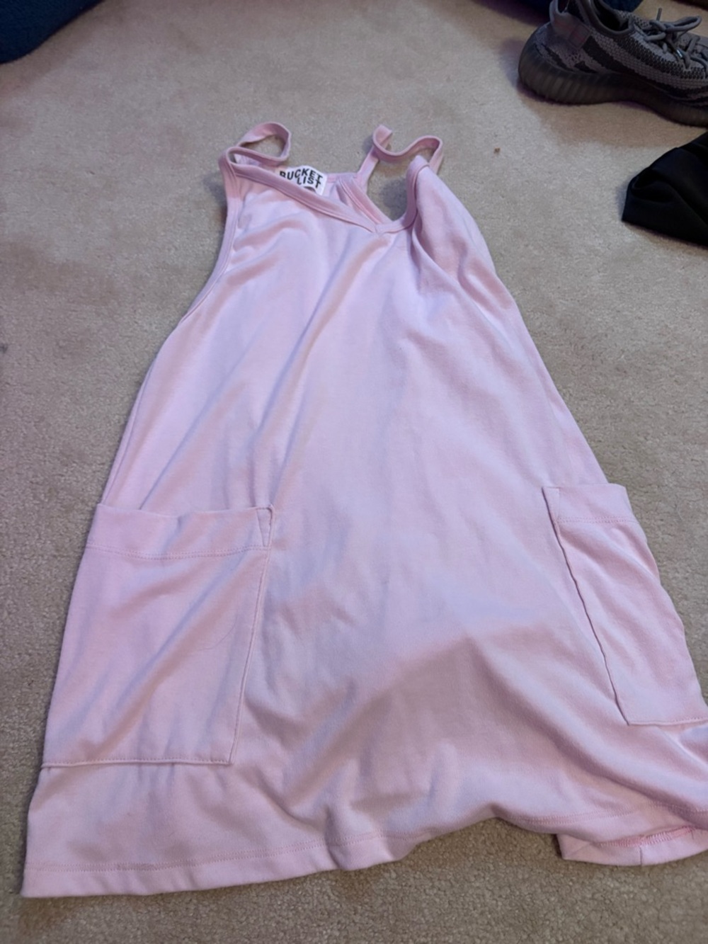 Light Pink Sleeveless Pocket Sundress